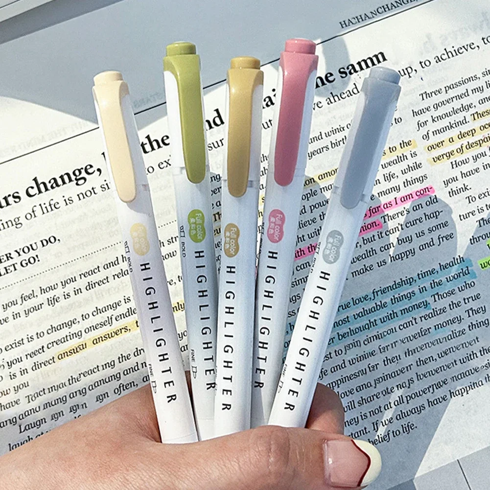 Pastel Highlighter Set Double Ended - 5 pezzi evidenziatori pastello colori doppia