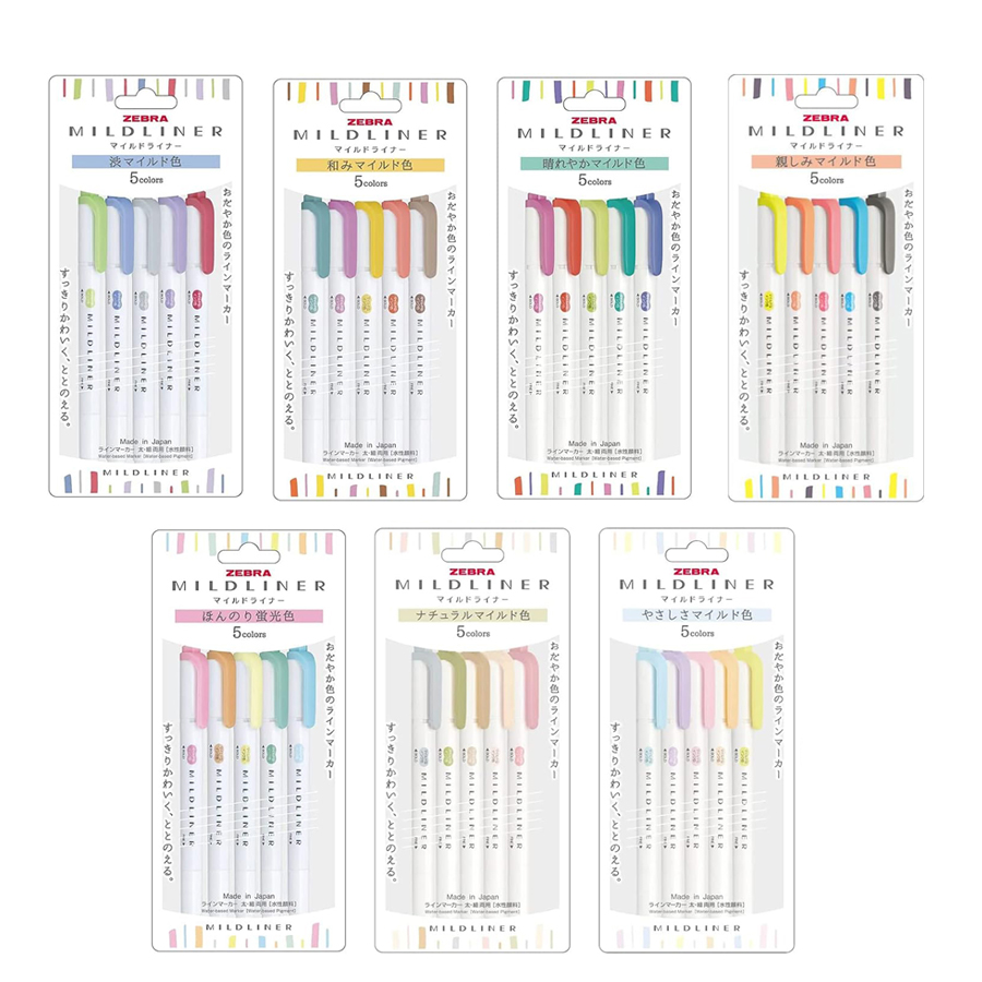 Pastel Highlighter Set Double Ended - Zebra Mildliner Evidenziatore Pastello Set completo