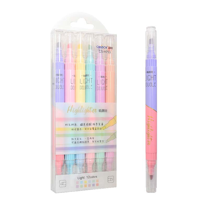 Pastel Highlighter Set Double Ended - 6 PCS pennarelli evidenziatori a doppia