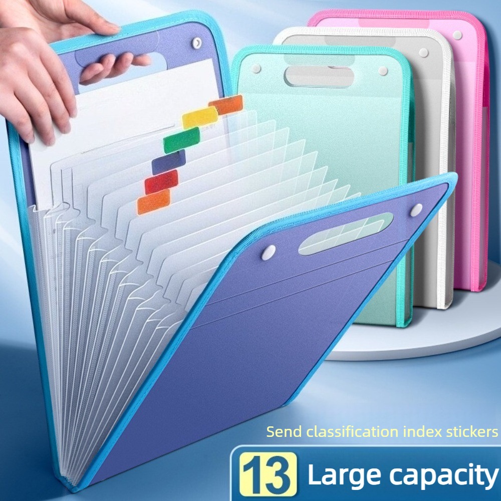 Expandable Accordion File Folder 13 Pockets - Cartella Portadocumenti Trasparente a Fisarmonica con