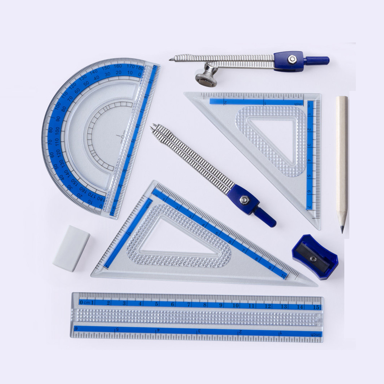 Math Geometry Set With Compass - Set di 10 Pezzi per Geometria