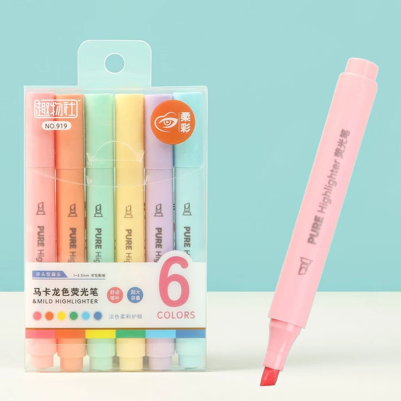Pastel Highlighter Set Double Ended - Evidenziatori pastello da 6 pezzi -