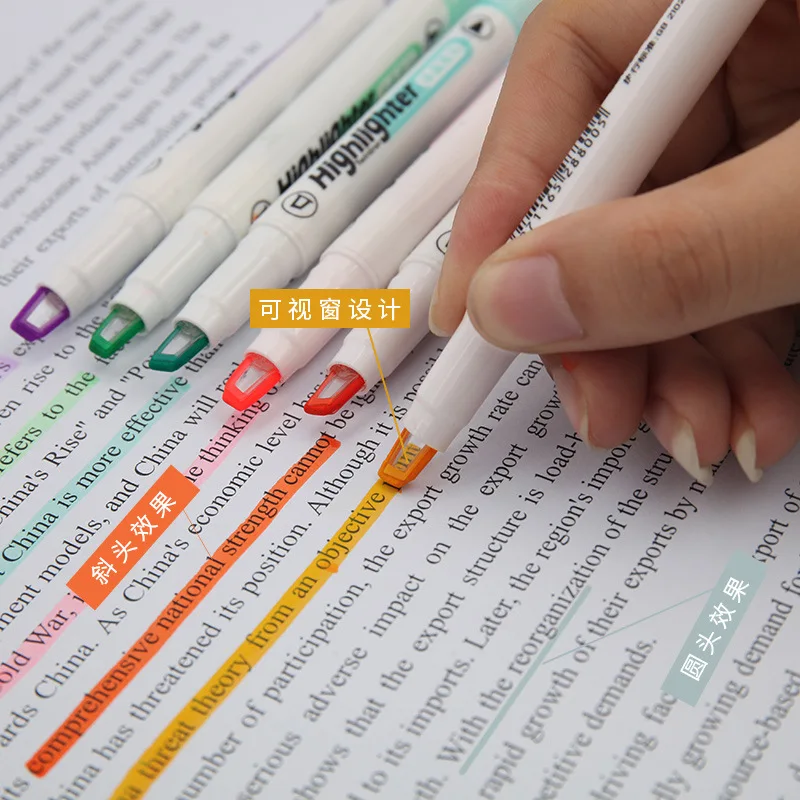 Pastel Highlighter Set Double Ended - 6 colori/Set evidenziatore con punta della